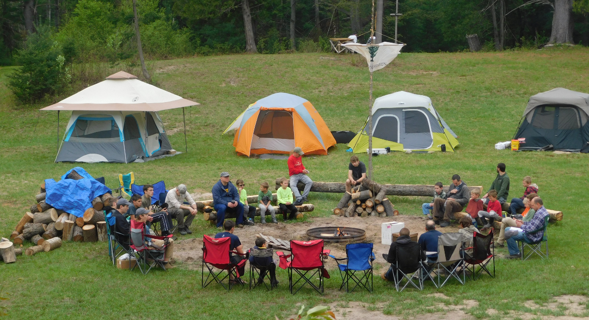 Fathers and sons gathered at Camp Joshua